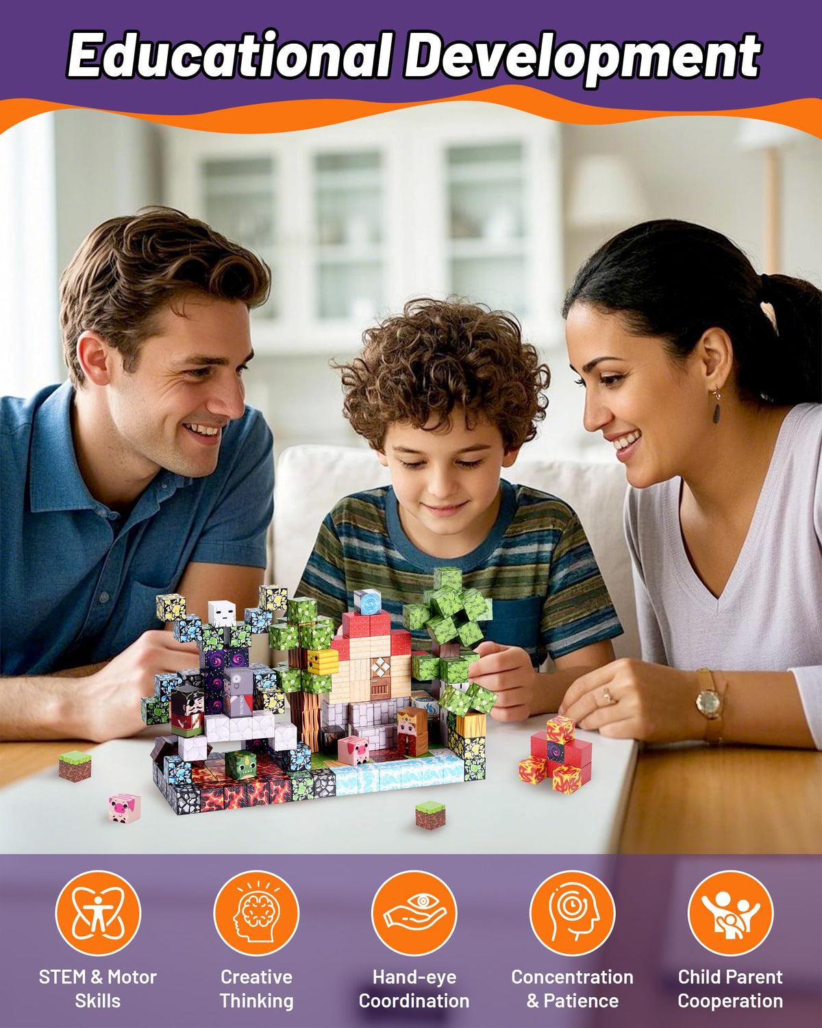 TNQDA 200 PCS Magnetic Blocks STEM Building Set for Boys Girls Kids Age 3+