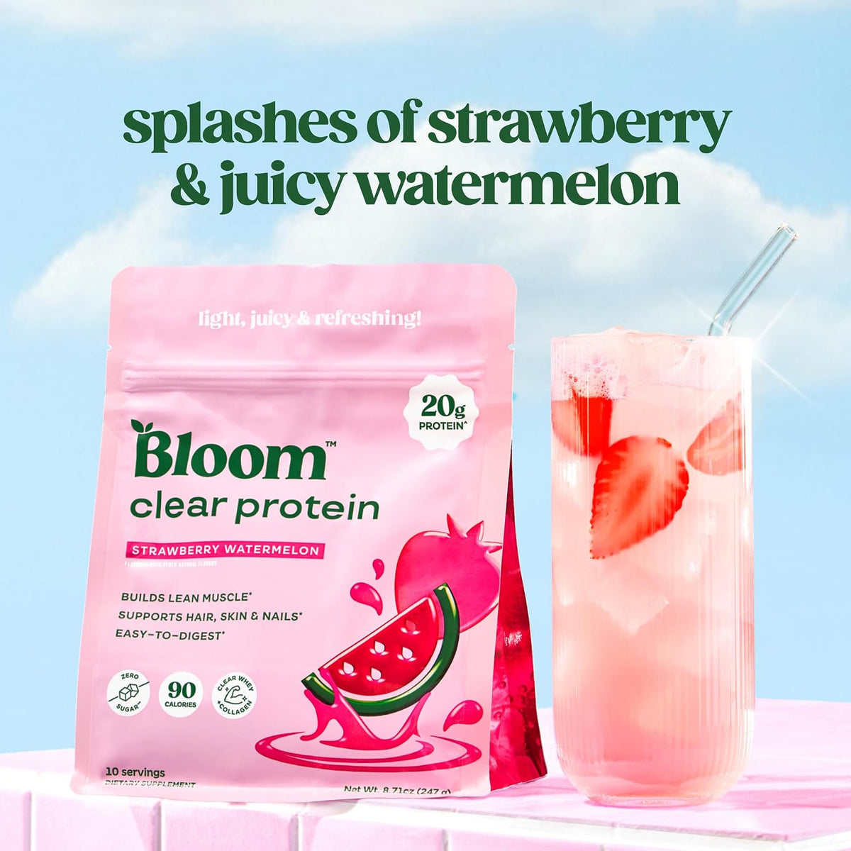 Bloom Strawberry Watermelon Clear Protein and Raspberry Lemonade Energy Packets Bundle