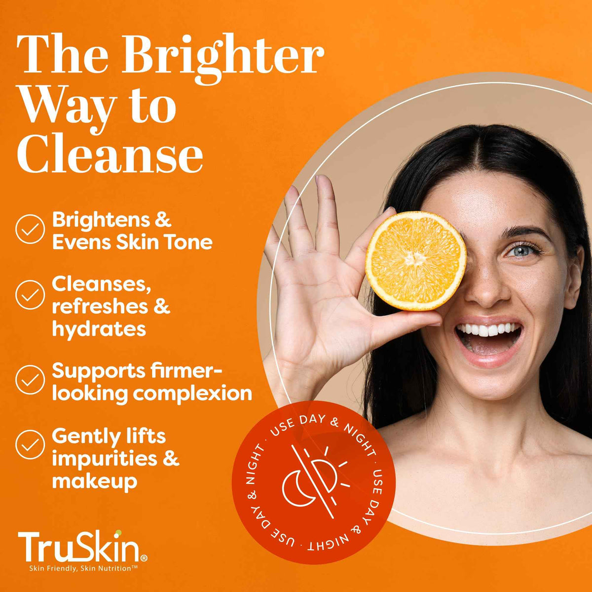 TruSkin Vitamin C Brightening Face Wash with Rosehip Oil, 4 fl oz - Vitamins C & E, Aloe Vera and MSM gently cleanse, refresh and support radiant-looking skin without over-drying