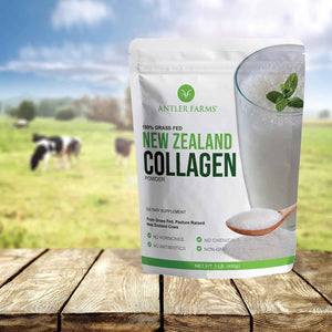 Antler Farms New Zealand Collagen Powder - Grass Fed, Unflavored, 1 lb - 100% Pure Hydrolyzed Collagen Peptides Powder, Cold Water Soluble Peptide, Keto Friendly, Bioavailable, Quick Dissolving