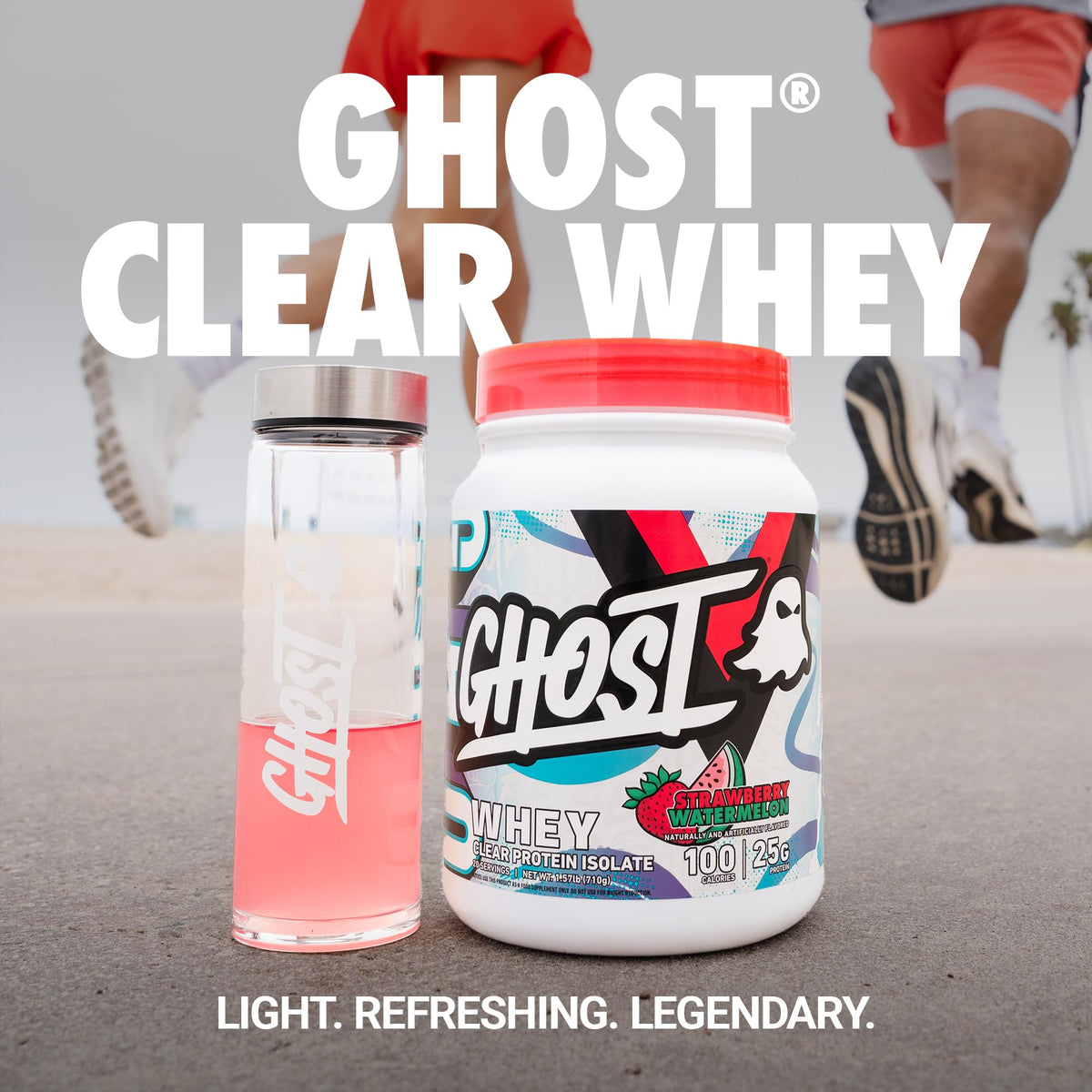 GHOST Clear Whey Isolate Protein Powder, Blue Raspberry - 1.4 LB Tub, 25G of Whey Protein - Post Workout Drink for Muscle Gain & Recovery - Sugar Free, Soy Free & Zero Fat, 20 Servings