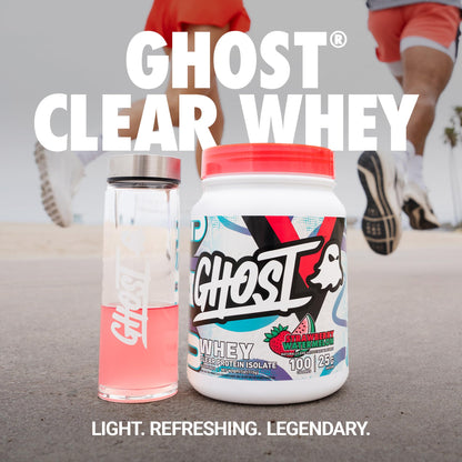GHOST Clear Whey Isolate Protein Powder, Blue Raspberry - 1.4 LB Tub, 25G of Whey Protein - Post Workout Drink for Muscle Gain & Recovery - Sugar Free, Soy Free & Zero Fat, 20 Servings
