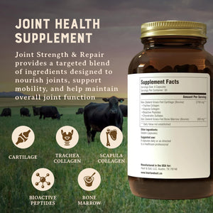 Heart & Soil 100% Grass Fed & Finished Joint Support Supplement from Regenerative Cattle with Trachea, Scapula & Bone Marrow – Supports Joint Strength & Mobility – 3000mg – Glass Bottle – 180 Capsules HEART & SOILBuy Supplements Australia