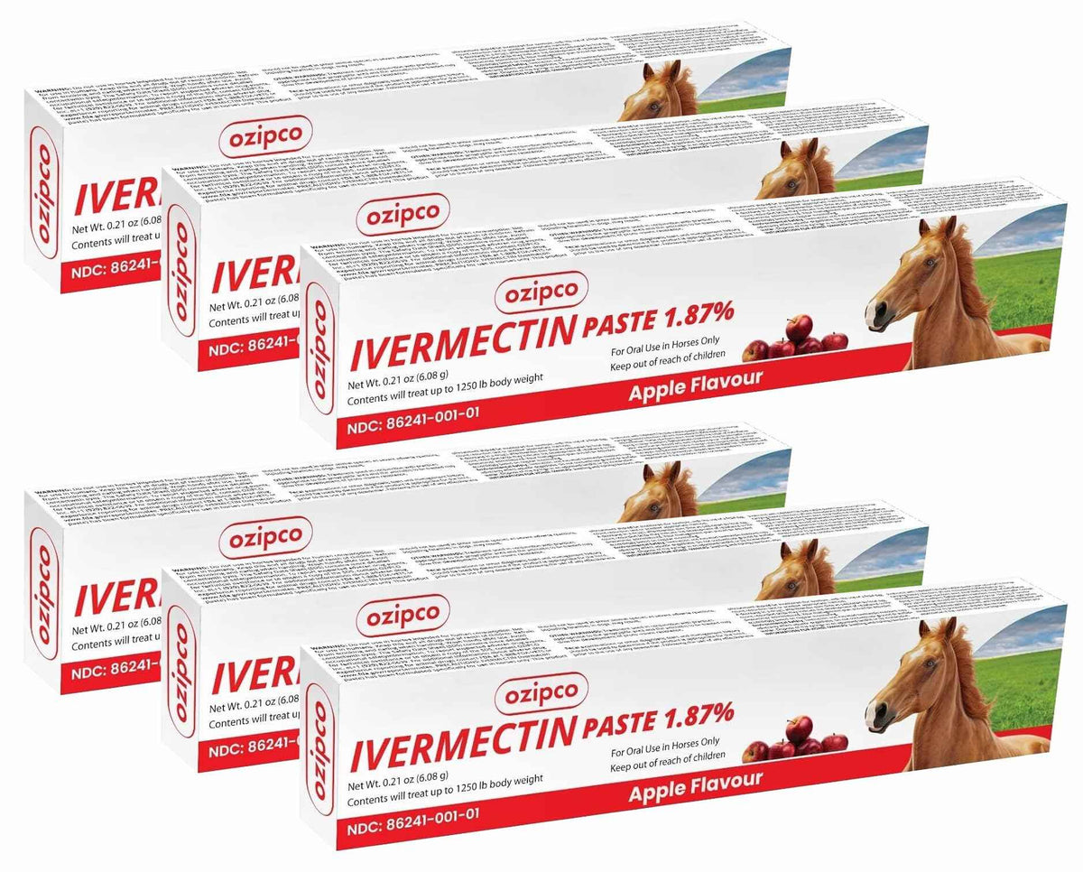 Ivermectin Horse Paste 1.87% - Apple Flavor - 6.08g Syringe for Equine Use Only Up to 1250 LB