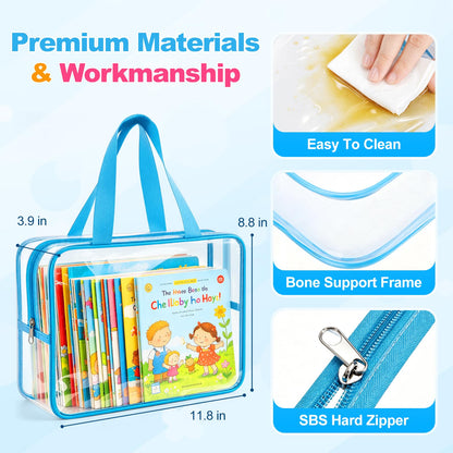 Etbndta 8 Pack Clear Toy Storage Bags with Zipper, Large Capacity PVC Plastic Toy Organizers and Storage for Puzzles, Lego Blocks, Board Game, Magnatiles, Stackable Bags with Labels for Home, Travel