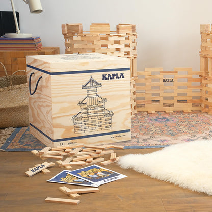 KAPLA Wooden Construction Set - 1000 Building Planks in a Chest - for Ages 3+