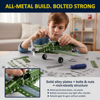 Metal Model Airplane Building Toys for Kids, DIY STEM Construction Kits