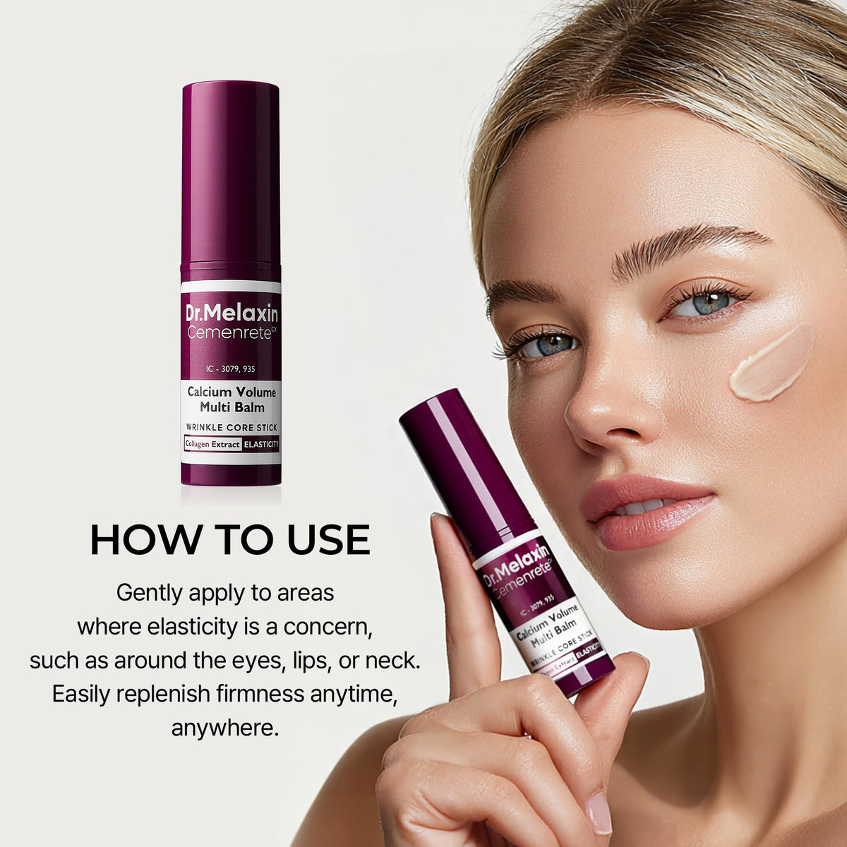 Dr.Melaxin Cemenrete Calcium Multi Balm - 9g - Korean Skin Care All-In-One Volume Stick for Collagen & Wrinkles