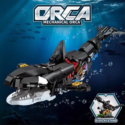 hhohio Mechanical Killer Whale Building Set, 1092 PCS Movable Ocean Animal Building Toys with Display Stand, Home Decor Gift for Adults Teens Kids Boys Ages 6+