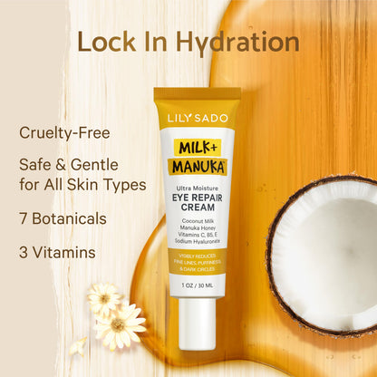 LILY SADO MILK+MANUKA™ Eye Repair Cream – Coconut Milk & Manuka Honey (30ml)