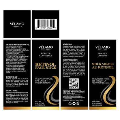 VELAMO ADVANCED Retinol Face Stick (0.28 oz) - Anti-Aging Treatment for Wrinkles, Fine Lines & Uneven Skin Texture