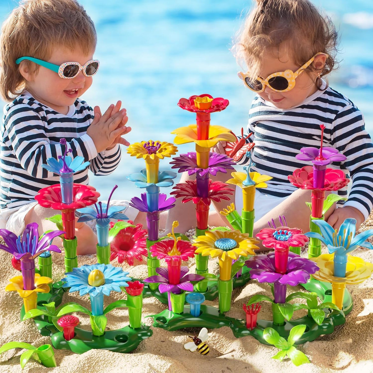 TEMI Toddler Toys Birthday Gifts for 3 4 5 6 7 Year Old Girls Boys, 91 PCS Flower Garden Building Toy STEM Educational Activity Preschool Toys for Kids Age 3-6