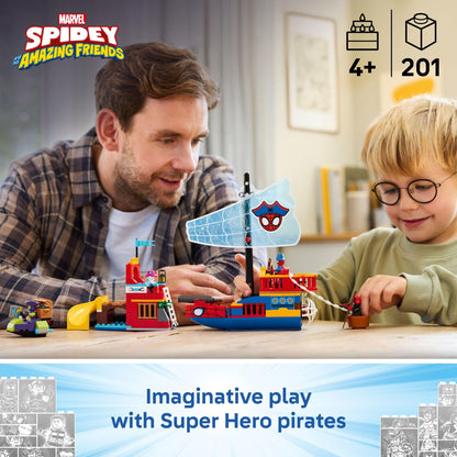 LEGO Marvel Spidey and His Amazing Friends Team Spidey Pirate Ship Building Toy for Kids - Super Hero Pretend Play Set for Preschool Boys & Girls, Ages 4+ - Gift Idea for Birthdays - 11208