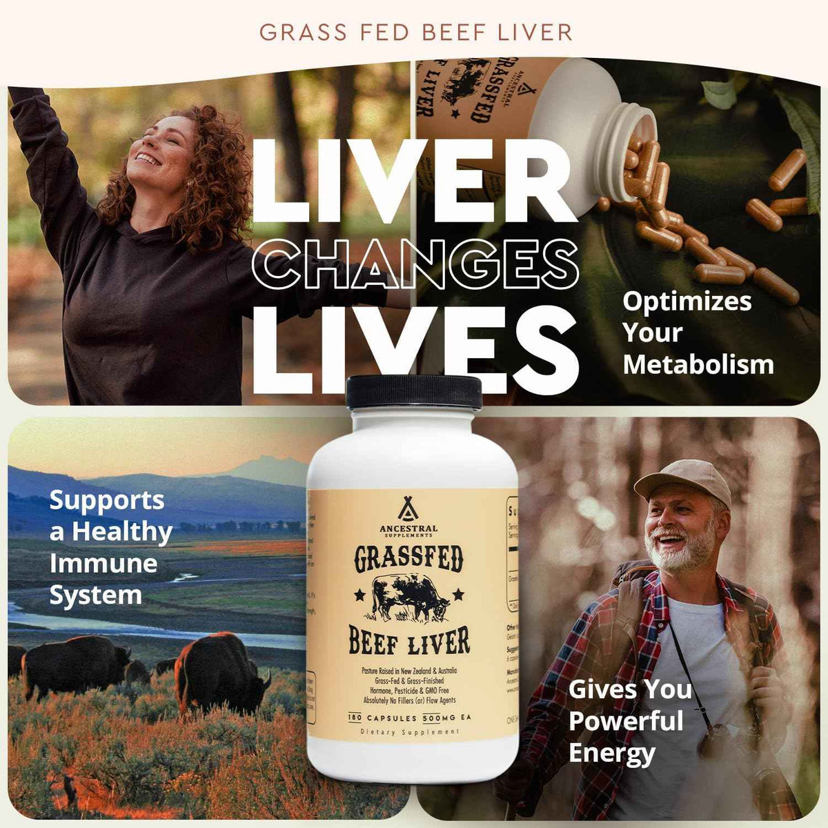Ancestral Supplements Beef Liver & Mofo Bundle for Men - Supports Energy, Strength, Hormone Health & Vitality - Grass Fed, Pasture Raised Beef Organ Multivitamin with Targeted Nutrients