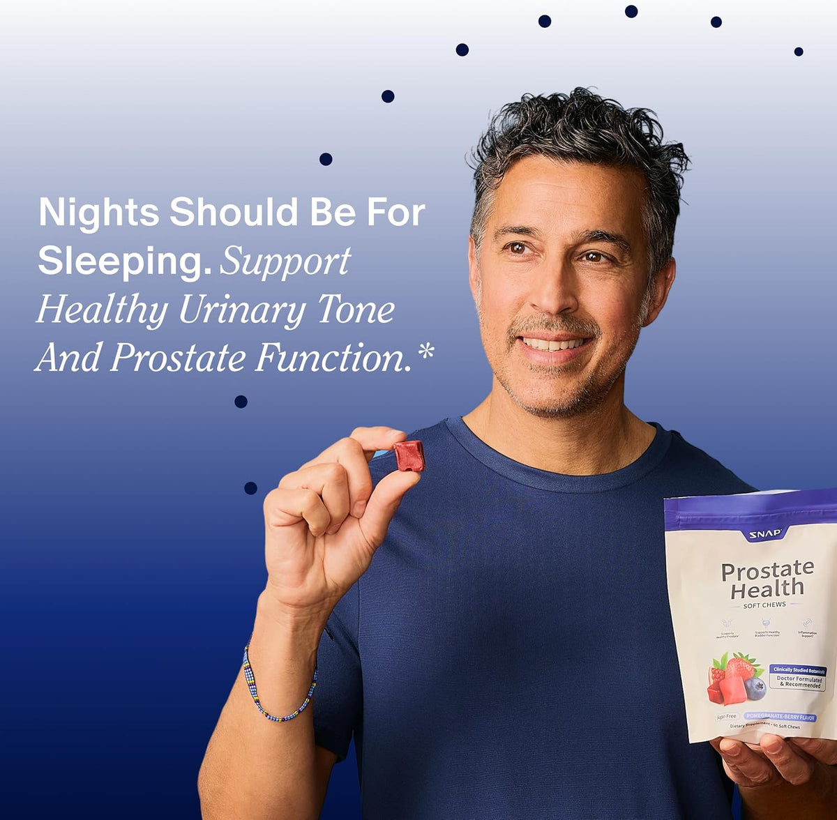 Snap Supplements Prostate Health Supplement for Men, 60 Sugar-Free Chews - Plant Sterols, Nettle Root & Reishi Mushroom - Supports Prostate and Urinary Wellness, Pomegranate-Berry Flavor, Vegan