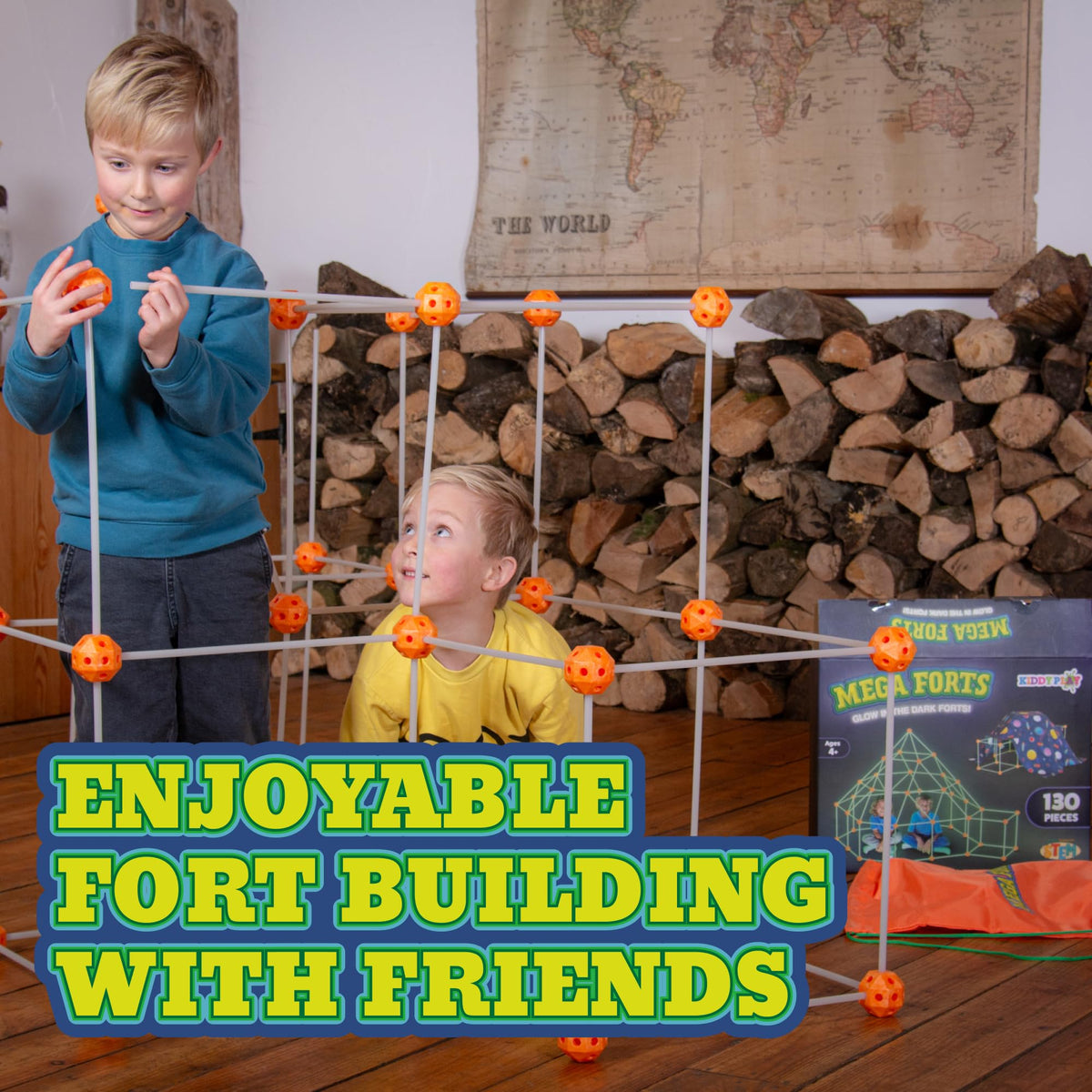 KiddyPlay Mega Forts - 130 Piece Fort Building Kit for Kids