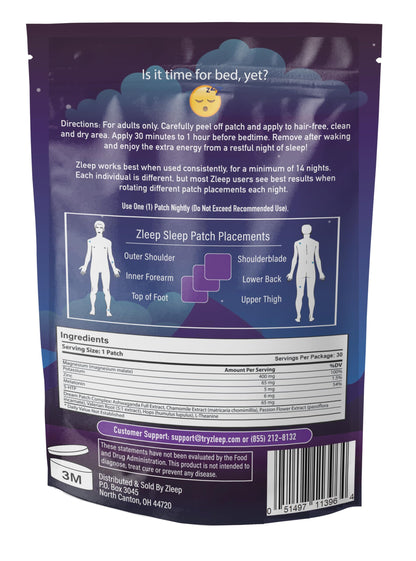 Zleep - Sleep Patches w/Dream Complex and Melatonin (2 Pack, 60 Patches)