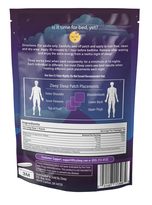 Zleep - Sleep Patches w/Dream Complex and Melatonin (2 Pack, 60 Patches)