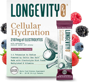 Cellular Hydration Electrolyte Powder - Pink Celtic Cave Salt from Spain, 410mg Choline, 1:1 Sodium-Potassium Ratio, Superfood Hydration Blend for Energy, Focus & Performance, 30 Servings