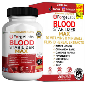 ForgeLabs Blood Stabilizer Max supplement bottle and packaging on a white background