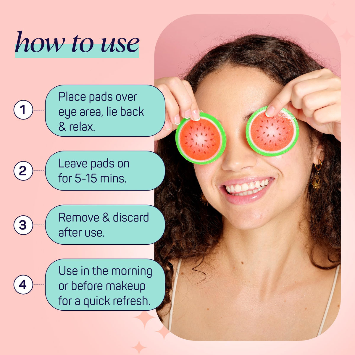 SpaLife Watermelon Cooling Eye Pads – 48 Hydrating Under Eye Patches for Puffiness, Dark Circles & Tired Eyes