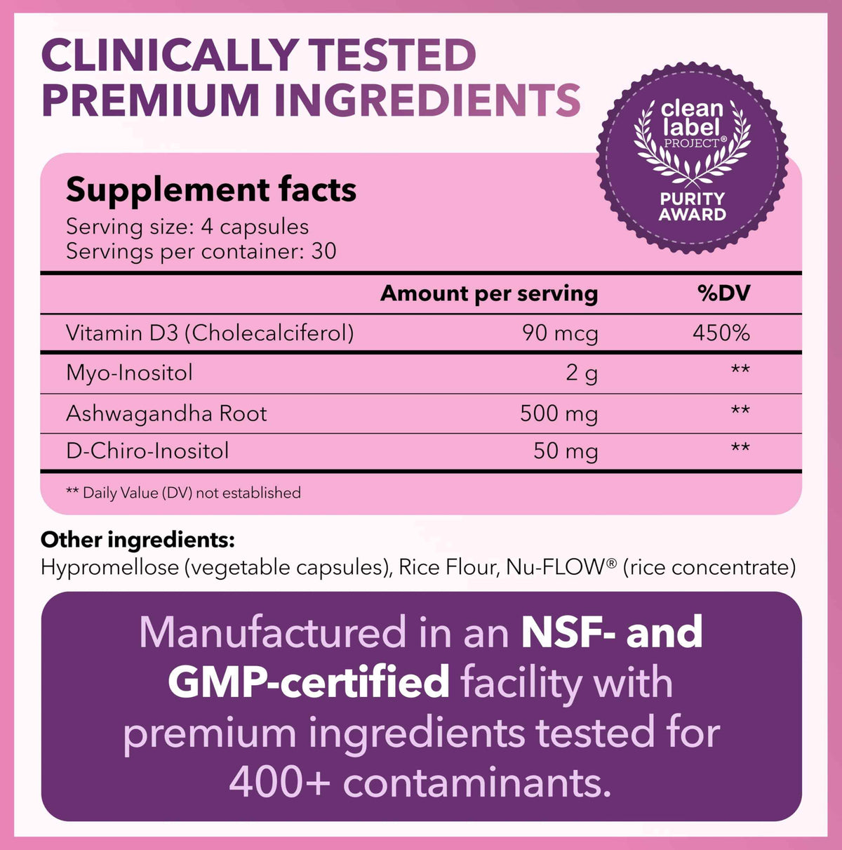 Intimate Rose Myo-Inositol & D-Chiro Inositol Supplement for Women - Hormone Balance & Ovarian Support for Women