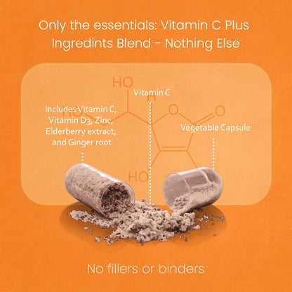 NaturaLife Labs Vitamin C with Vitamin D3, Zinc, Elderberry & Ginger Root - 1,700 mg per Serving - 100 Capsules, Vegan, Non-GMO, Gluten Free