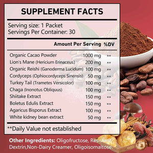 OMOGS Mushroom Coffee, 10 in 1 Extract Powder Blend Lion's Mane, Reishi, Cordyceps, Chaga, Turkey Tail, Instant Coffee-for Energy, Focus, Memory, Digestion & Immunity, 30 Serving