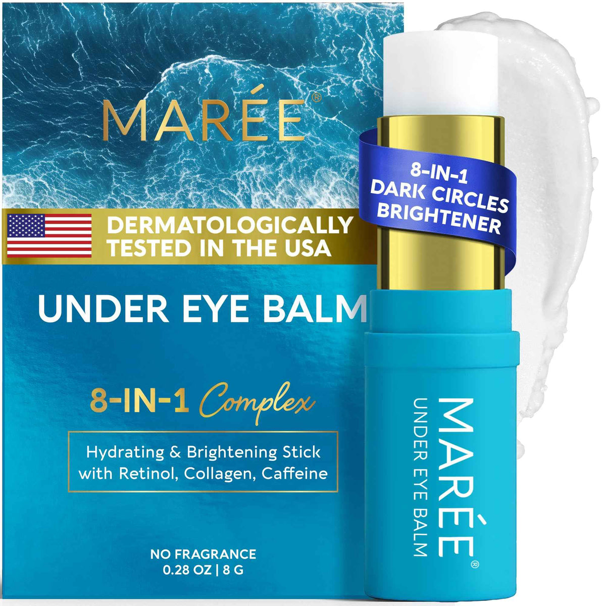 MAREE Under Eye Balm Stick Hydrating - Retinol Caffeine Under Eye Brightener Stick for Older Women - Collagen Undereye Cream
