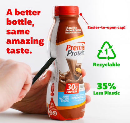 Premier Protein Shake, Chocolate Peanut Butter Liquid, 30g Protein, 1g Sugar, 24 Vitamins