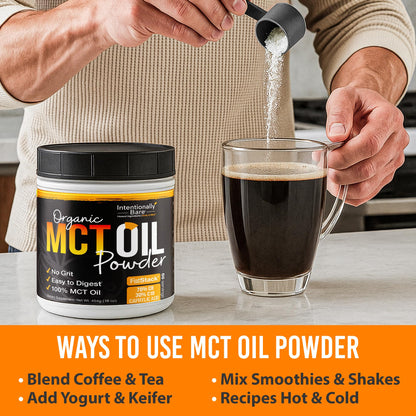 Intentionally Bare MCT Oil Powder - Unflavored – Zero net Carbs 16oz