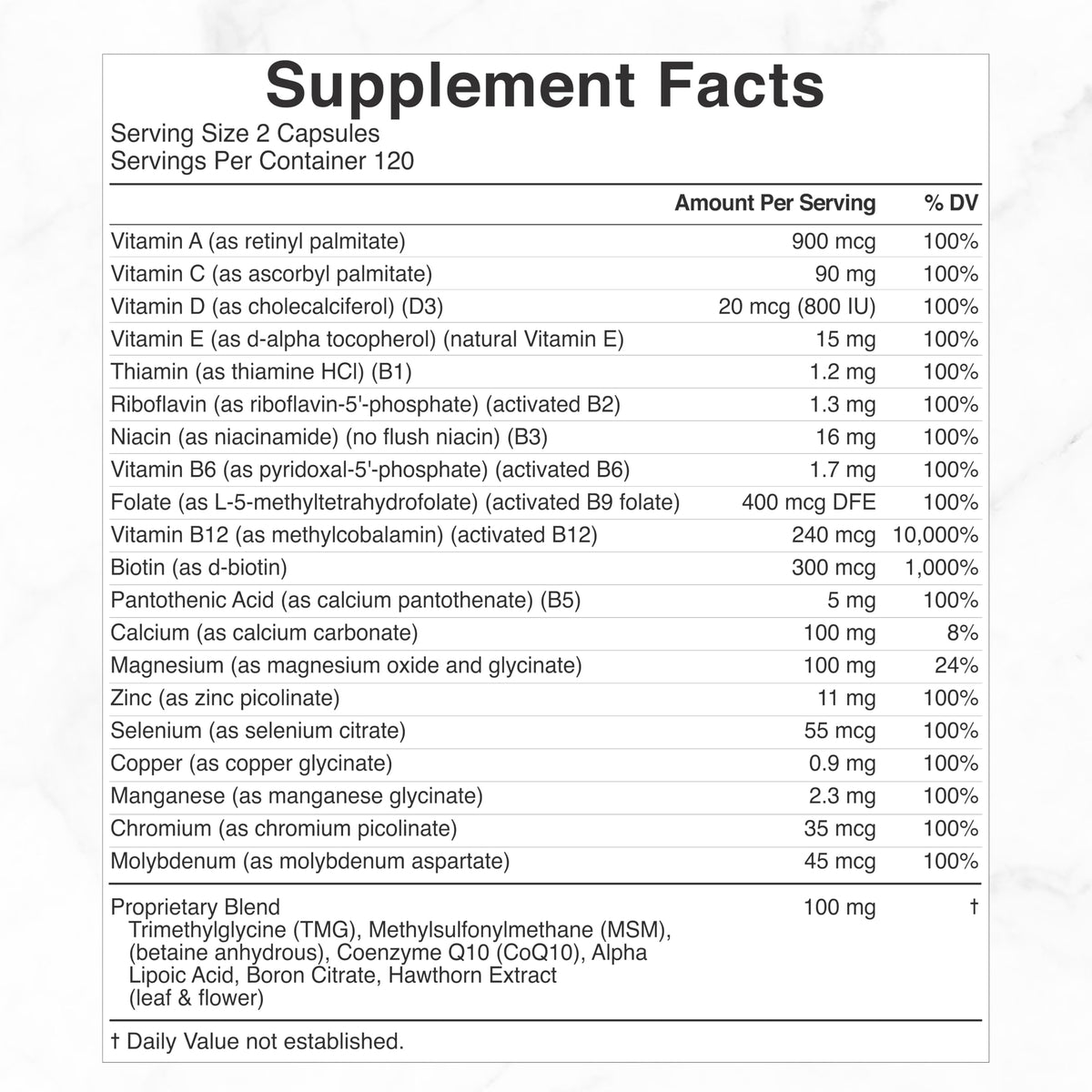 DEAL SUPPLEMENT Methylated Multivitamin for Men & Women, 240 Capsules | 100% DV Vitamins & Minerals | Activated B-Complex & Chelated Minerals, with CoQ10, TMG & ALA | Non-GMO, cGMP Manufactured