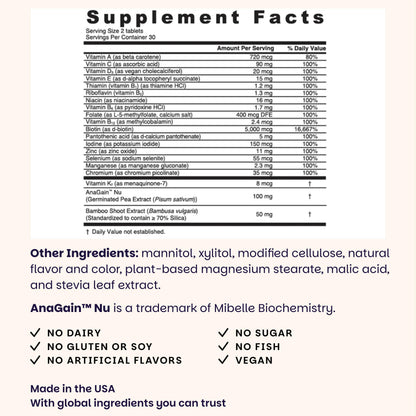 EZ Melts Women's Multi + Hair Growth - Daily Multivitamin for Women - Supports Healthy Energy Levels & Reduced Hair Shedding - Non-GMO & Vegan - Peach - 60 Dissolvable Tablets (30 Servings)
