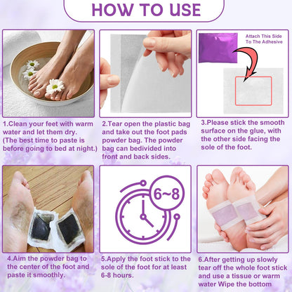 WOOWRUIER 48 Pack Lavender Foot Pads for Home & Travel Use