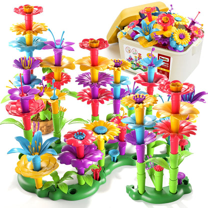 Garbo Star Girl Toys for 3 4 5 6 Year Old Girls Birthday Gift, Flower Garden Building Toys Set for Girls Toddlers Kids Ages 3-5, Building Educational Stem Toys