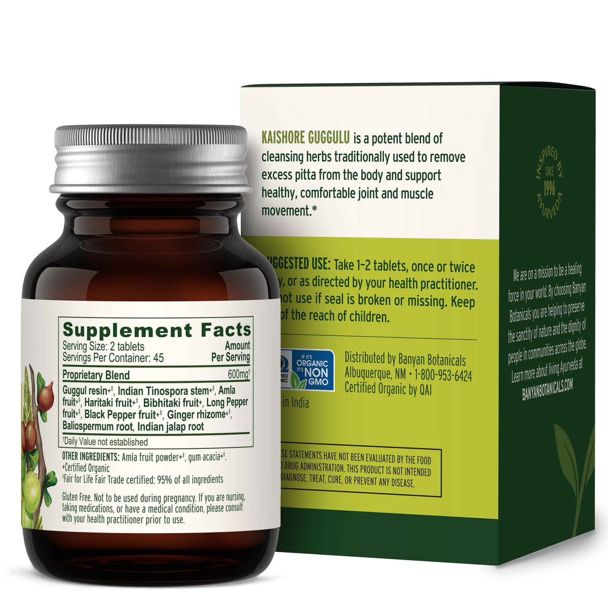 Banyan Botanicals Kaishore Guggulu - Organic Joint Support Supplement - Traditional Blend that Supports Healthy Joints, Muscles, and Connective Tissue* - 90 tablets - Non-GMO Sustainably Sourced Vegan