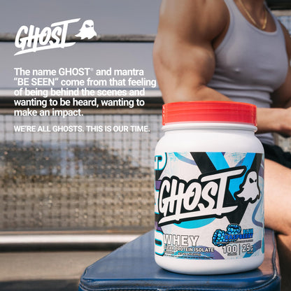 GHOST Clear Whey Isolate Protein Powder, Blue Raspberry - 1.4 LB Tub, 25G of Whey Protein - Post Workout Drink for Muscle Gain & Recovery - Sugar Free, Soy Free & Zero Fat, 20 Servings