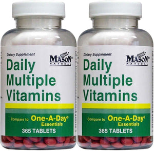 Daily Multiple Vitamins Compare to One A Day Essentials Multivitamin Multimineral Supplement 365 Tablets per Bottle Pack of 2 Total 730 Tablets MASON NATURAL