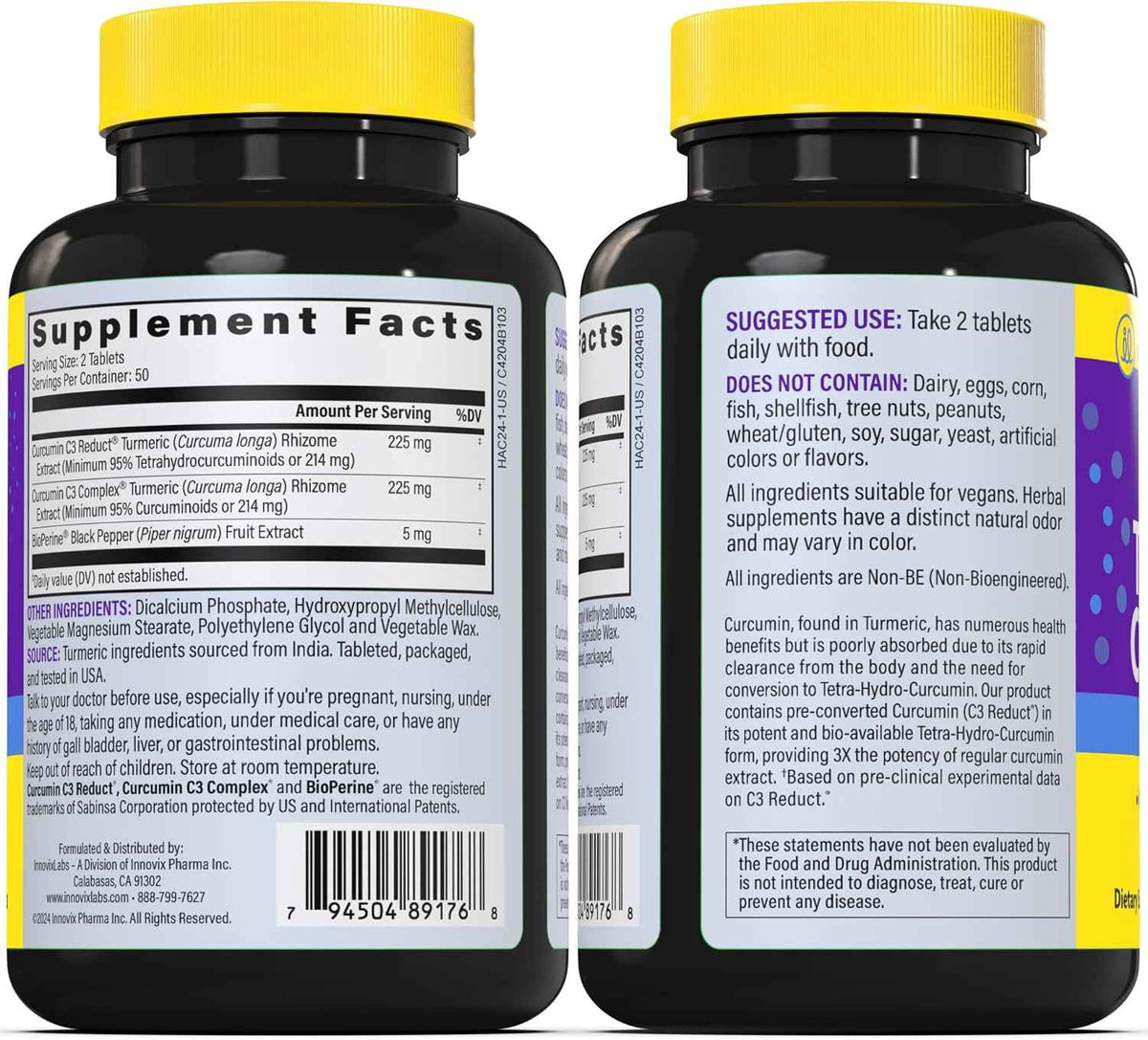 InnovixLabs Multi Probiotic & Curcumin Bundle Multi-Strain Probiotic (60 Time-Release Capsules) Turmeric Curcumin (100 Time-Release Tablets). Supports Gut and Immune Health. *