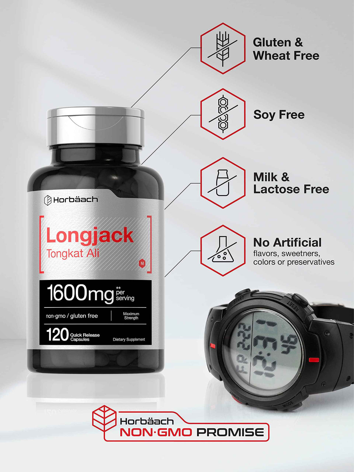 Horbäach Longjack Tongkat Ali for Men and Women - 120 Capsules - Extract Supplement - Maximum Strength Pills