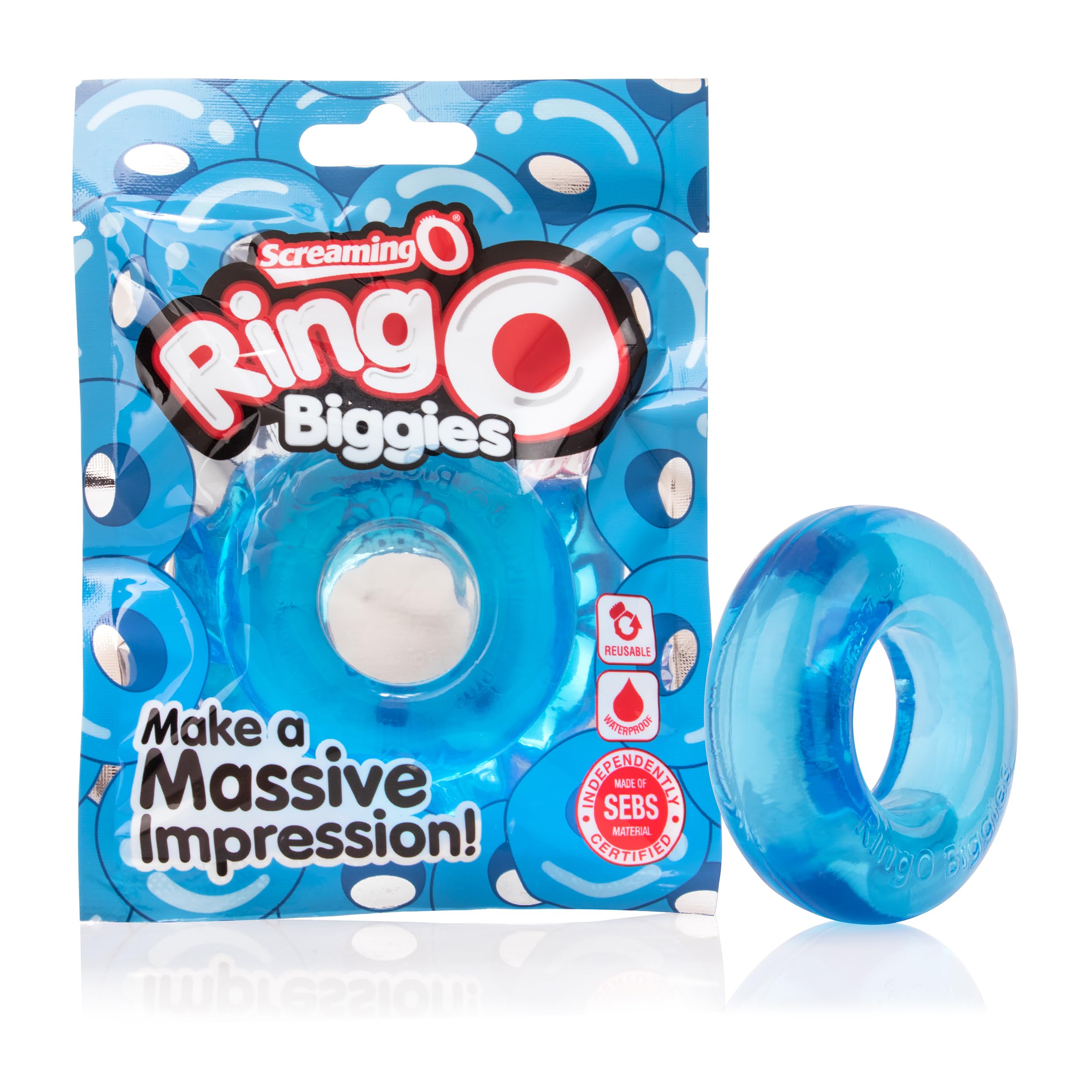 Screaming O Ringo Biggies,Blue - Iconic Award Winning Cock Ring, Disposable Cock Ring - Penis Ring, Increase Pleasure - Couple Sex Toys, Dick Ring for Mutual Pleasure