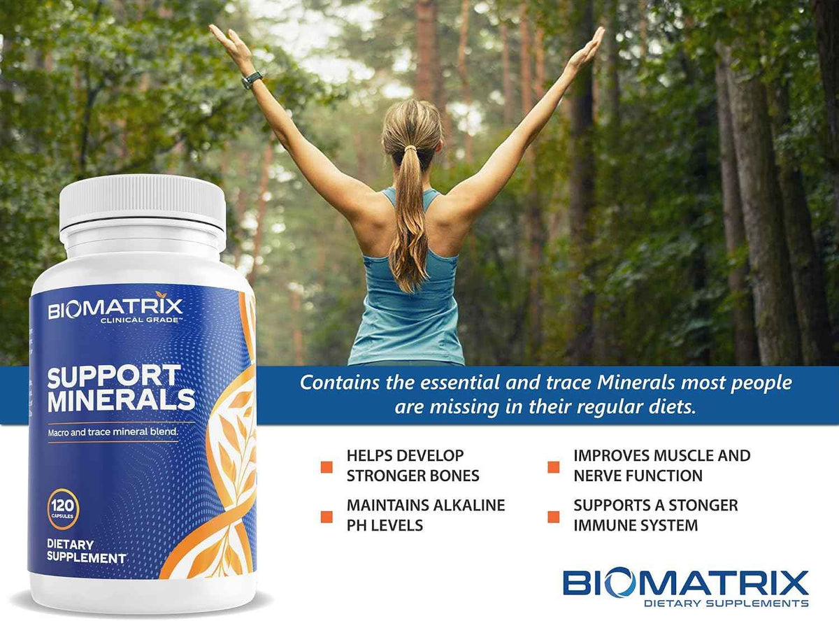 BioMatrix Chelated Mineral Supplement, Iron-Free, Calcium, Magnesium, Zinc - Albion Forms, Vitamin D3, Copper & Iodine, Bone Strength & Immune Aid, Krebs Cycle Energy, Veggie Caps, 30-Day Supply