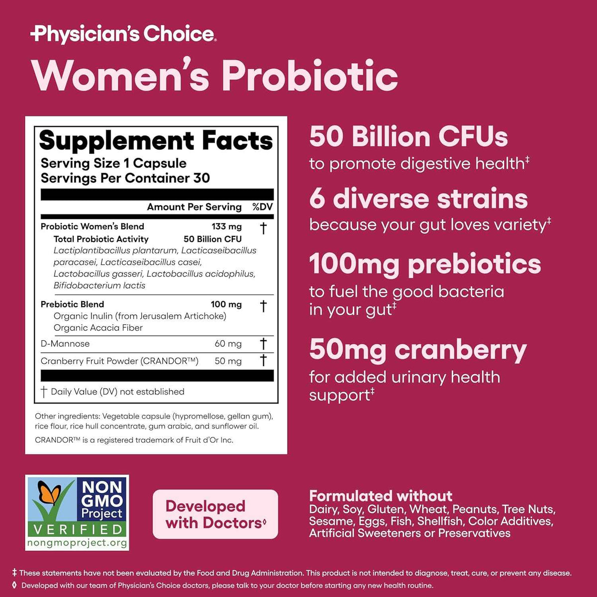 Physician's CHOICE Women’s Probiotic 30ct + Bloat & Gas Probiotic 30ct - Advanced Digestive Health Bundle for Women