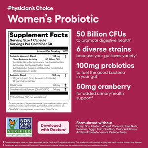 Physician's CHOICE Women’s Probiotic 30ct + Bloat & Gas Probiotic 30ct - Advanced Digestive Health Bundle for Women