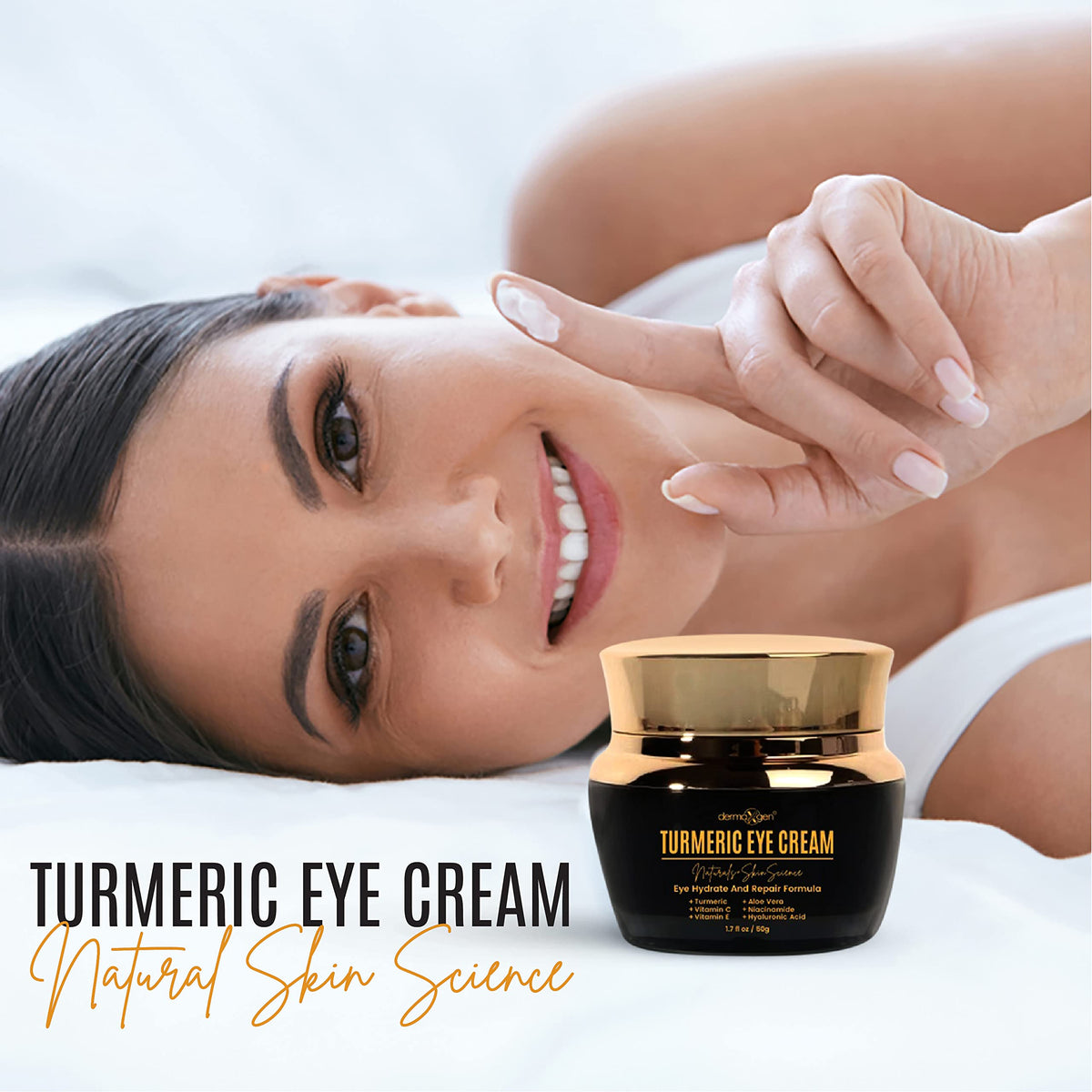 Dermaxgen Vitamin C + Turmeric Eye Cream for Dark Circles & Puffiness - Hydrating & Brightening Under Eye Treatment (1.7 fl. oz / 50ml)