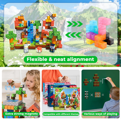 Annexfun 300 PCS Magnetic Blocks - Magnetic Building Blocks, Stacking Magnets for Kids, Sensory Toy for STEM Montessori Sensory Toys for Kids 3+ Boys and Girls Easter Christmas Birthday Gifts