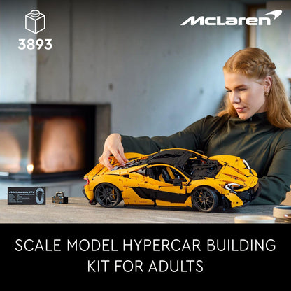 LEGO Technic McLaren P1 Hypercar Building Set, Gift for Adult Racing Fans, Race Car Collectible Model with V8 Piston Engine and 7-Speed Gearbox, 42172
