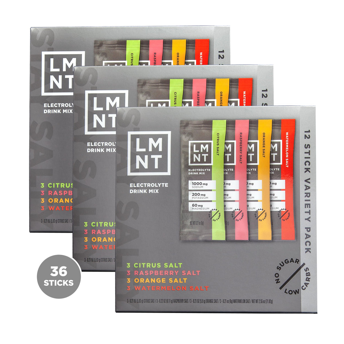 LMNT Zero-Sugar Electrolytes - Variety Pack Bundle - Hydration Powder Packets 