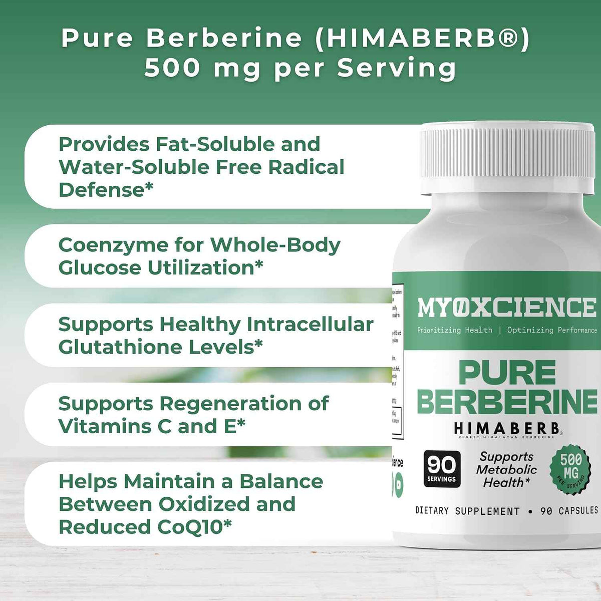 MYOXCIENCE Pure Berberine Himaberb - 500 mg of Berberine HCl per Serving - 90 Servings