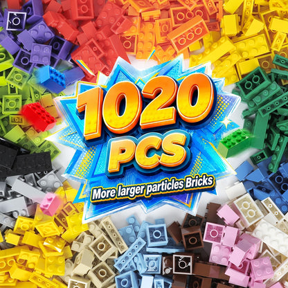 1020 PCS Building Bricks Compatible with Lego Classic - 1020 Pieces Basic Bulk Building Blocks in Random Color - Mixed Shape (1020 pcs)